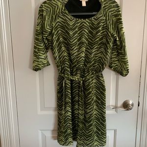 Banana Republic Lime Green and Brown Tiger Dress